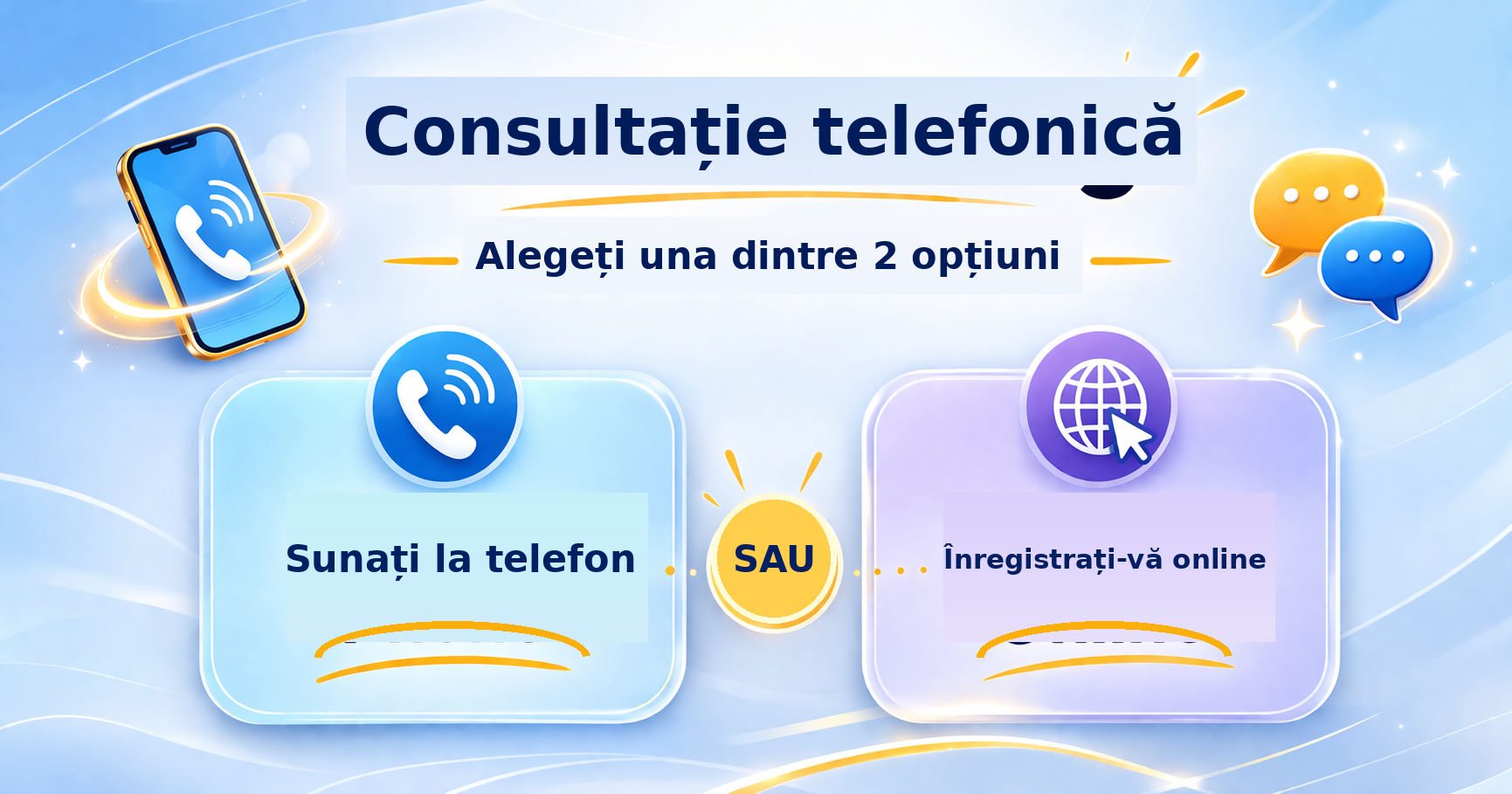 Opțiuni pentru consultații telefonice